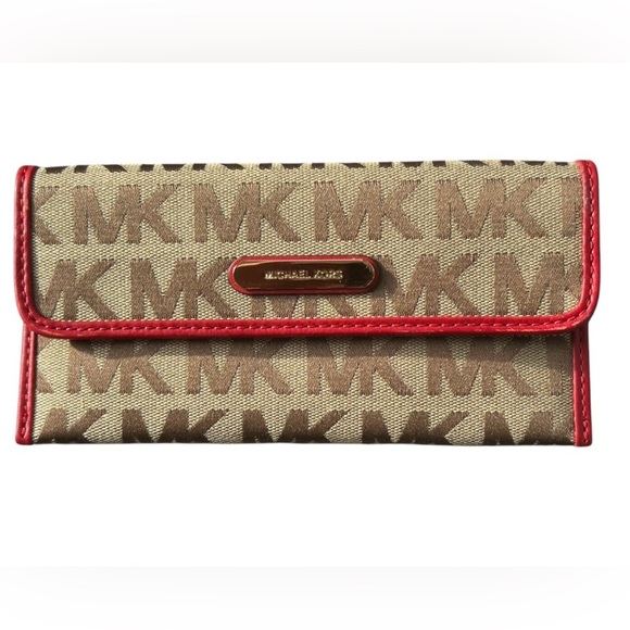 Michael Kors Handbags - Michael Kors Red and Brown Wallet